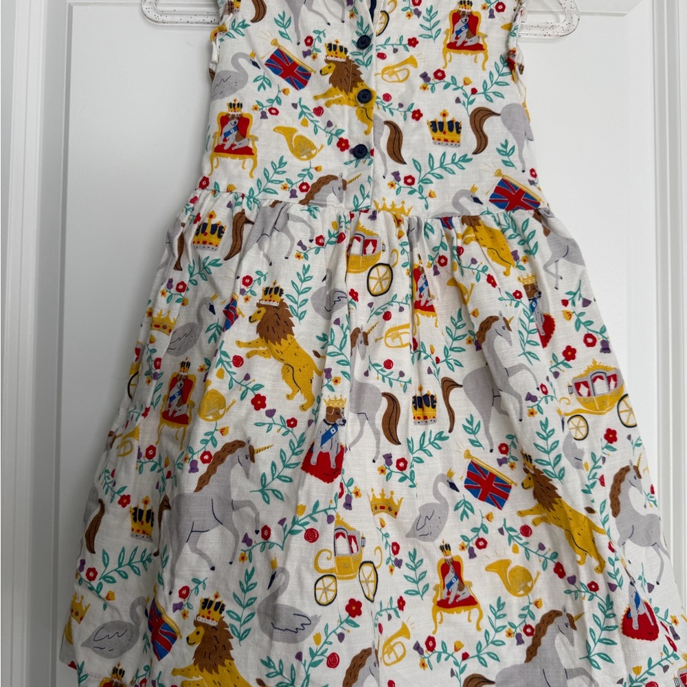 Mini Boden Colorful Horse and Crown Print Dress